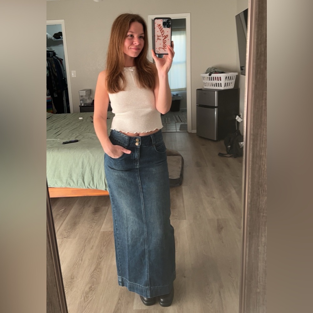 Denim maxi skirt